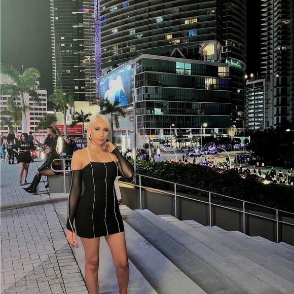 Black dress with rhinestones. - Picture 2 of 4